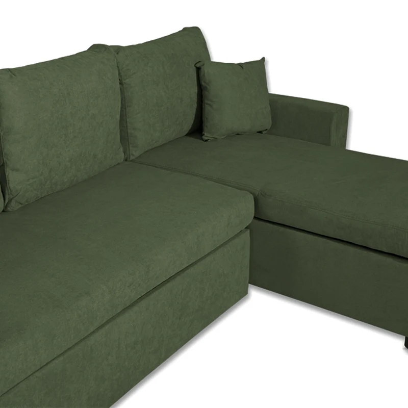 Divano con penisola reversibile funzione letto tessuto verde muschio 225x148x91H Golf