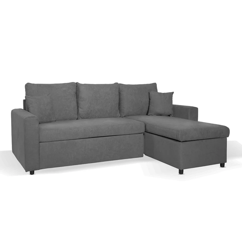 Divano con penisola reversibile funzione letto tessuto grigio scuro 225x148x91H Golf
