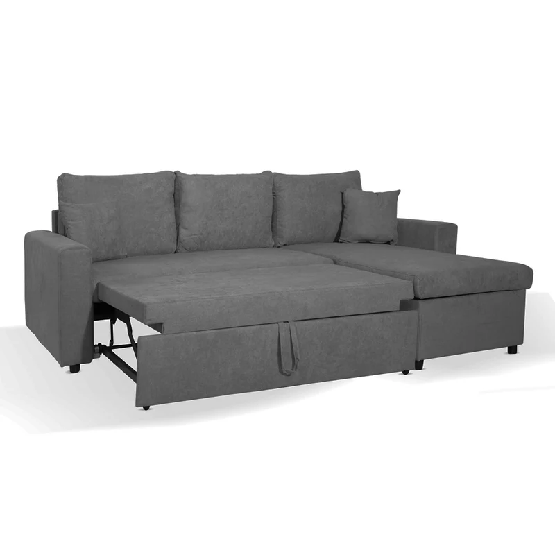 Divano con penisola reversibile funzione letto tessuto grigio scuro 225x148x91H Golf