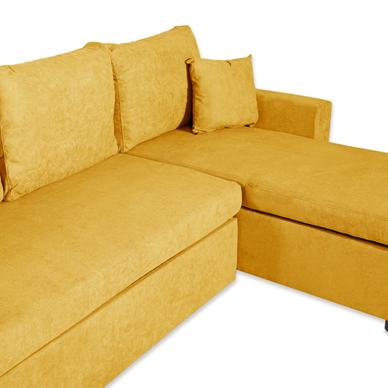 Divano con penisola reversibile funzione letto tessuto senape 225x148x91H Golf