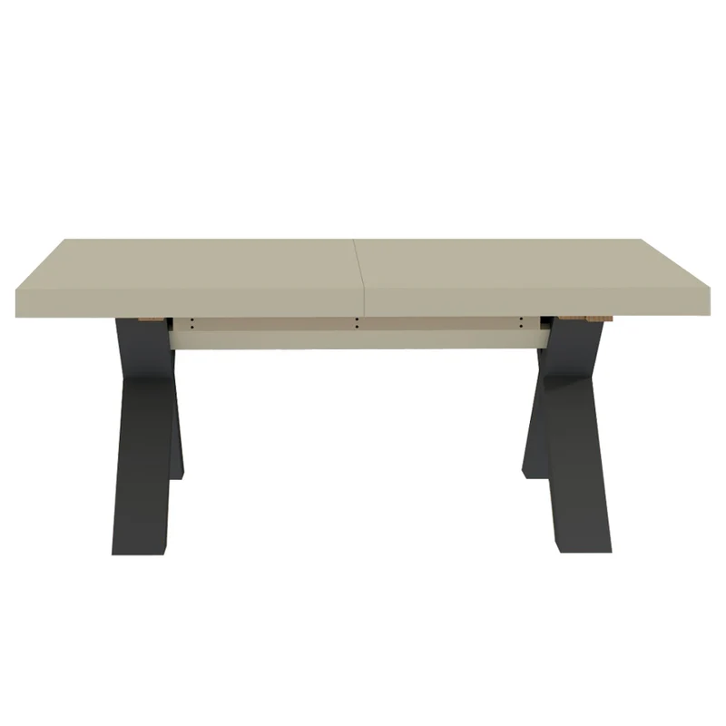 Tavolo allungabile 180 cm con piano cashmere e gambe incrociate antracite Milonga480