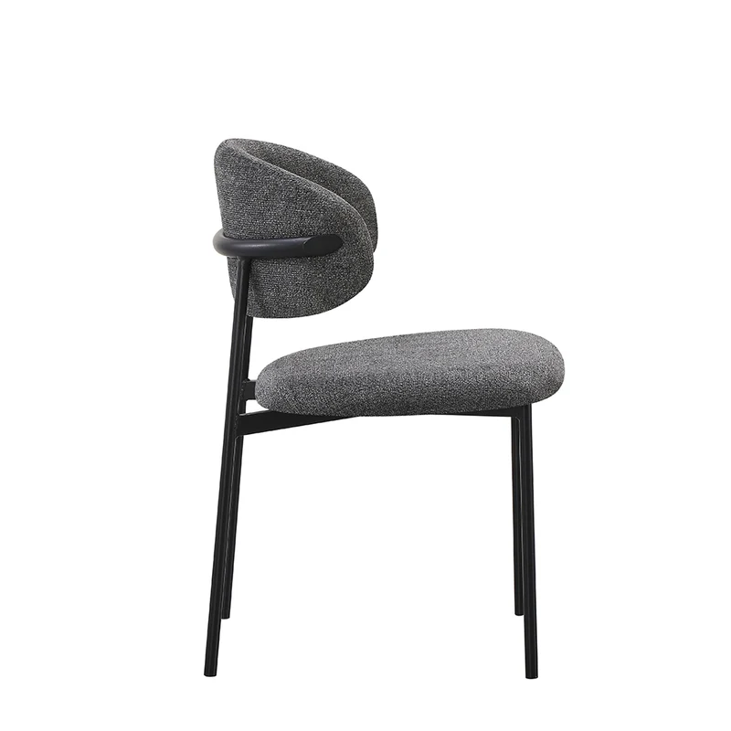 Set 4 sedie in tessuto effetto teddy grigio con gambe in metallo nero Judit