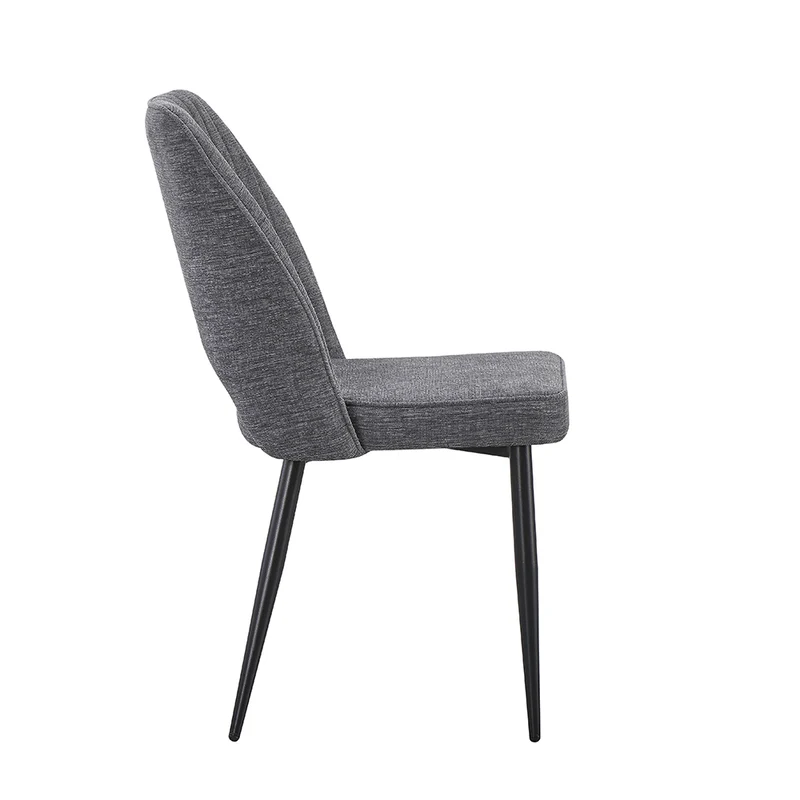 Set 4 sedie con schienale trapuntato a righe verticali e gambe in metallo nero colore grigio Naila