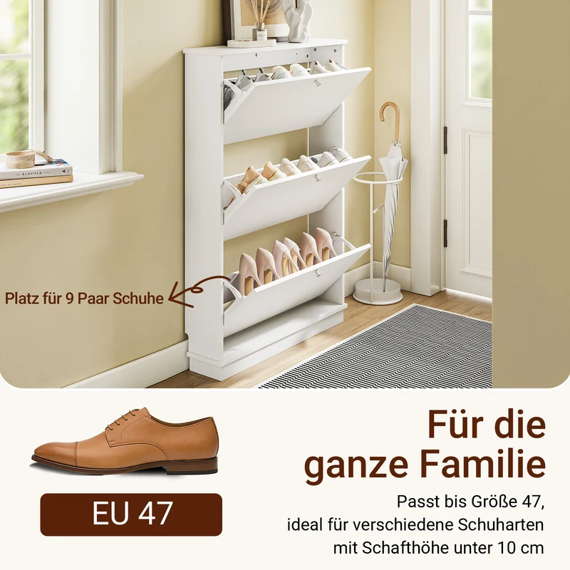 Vorverkauf SoBuy | Schuhkipper mit 3 Klappen | Extrem Schmal 18cm | Weiß | FSR215-W
