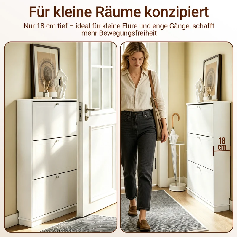 Vorverkauf SoBuy | Schuhkipper mit 3 Klappen | Extrem Schmal 18cm | Weiß | FSR215-W