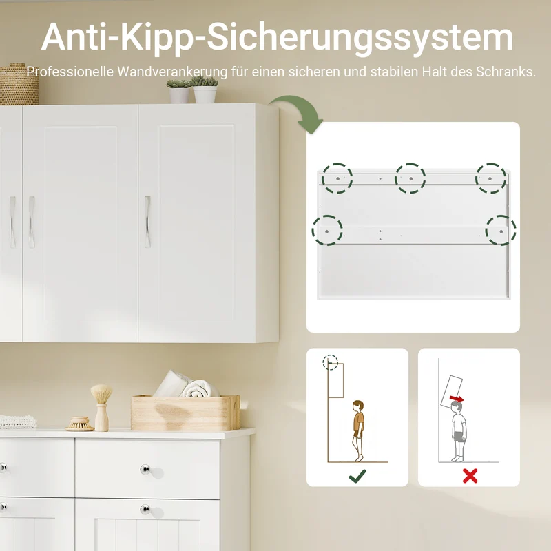 SoBuy | Hängeschrank mit 2 Türen | Badschrank | Wandschrank | Weiß | FRG231-L-W