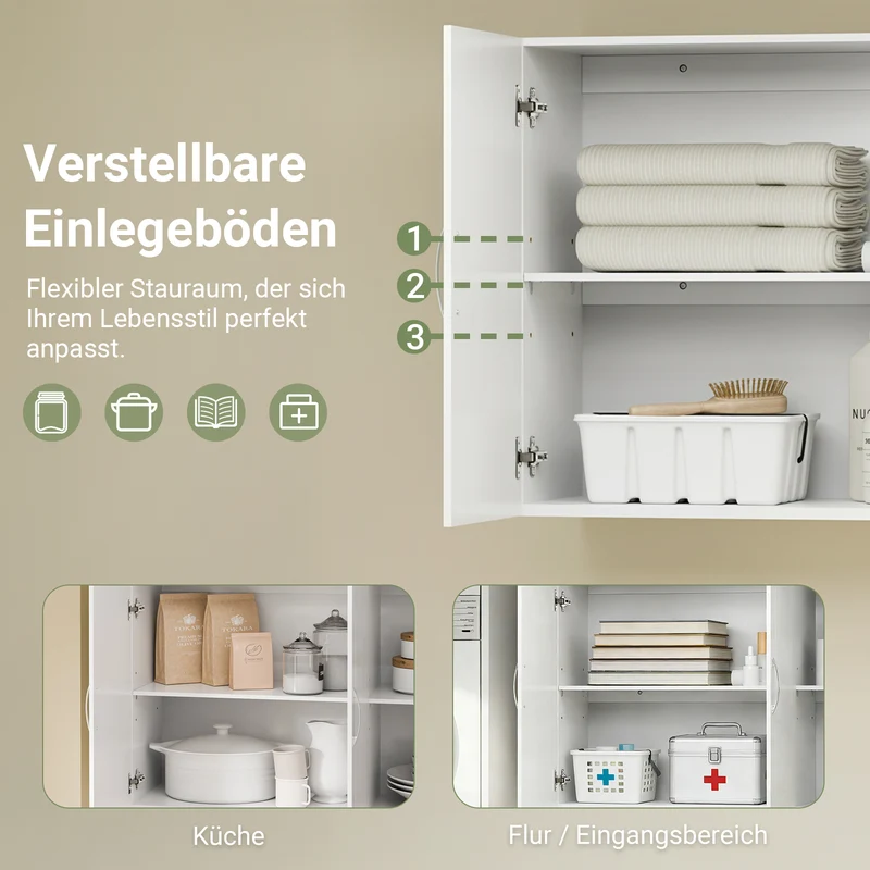 SoBuy | Hängeschrank mit 2 Türen | Badschrank | Wandschrank | Weiß | FRG231-L-W