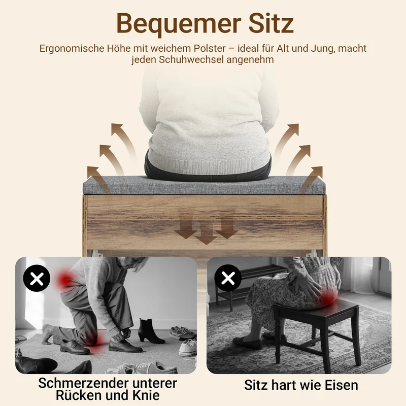 Vorverkauf SoBuy Schuhbank schmal 24cm mit Sitzfläche für große Schuhe bis EU 47 | FSR218-F