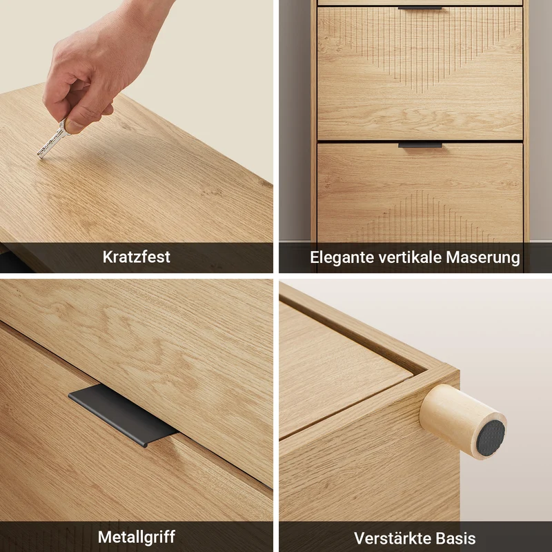 SoBuy Schuhschrank Schmal Holz 24cm breit | große Kapazität für Schuhe bis Größe 47 | Farbe Holz FSR212-N