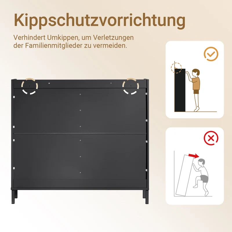 SoBuy | Schuhkipper mit 4 Klappen | Schuhschrank schmal | Schwarz | FSR177-L-SCH
