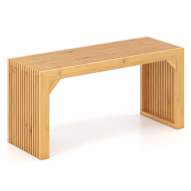 Banc à manger en bambou 90 x 33 x 43 cm capacité 300 kg usage intérieur et extérieur style moderne en bambou naturel 20_0016306