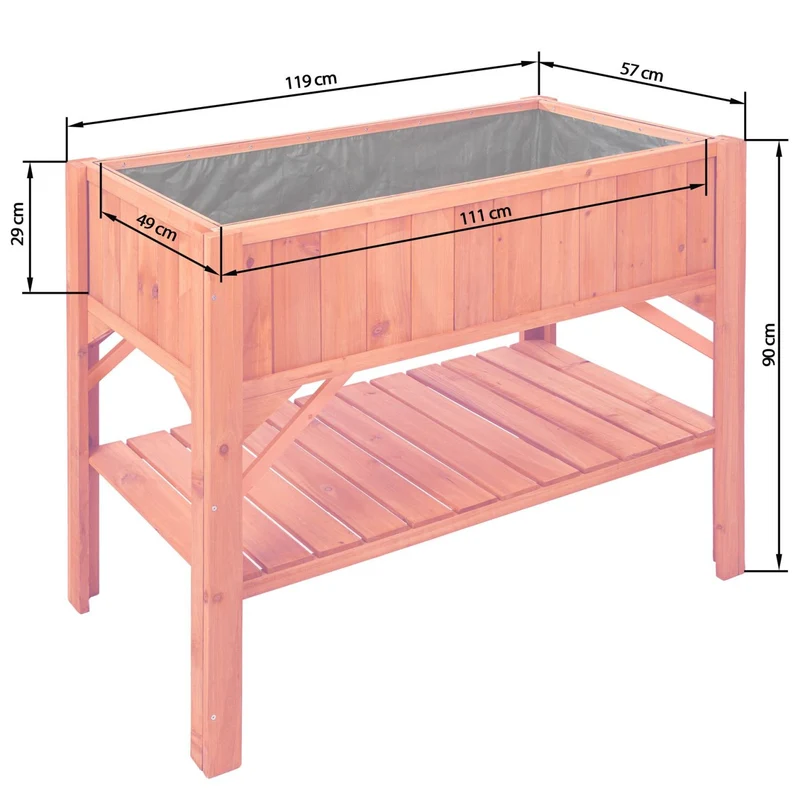 Potager sur pied bac de jardinage idéal pour les petites terrasses et balcons 119 cm pin 08_0000261