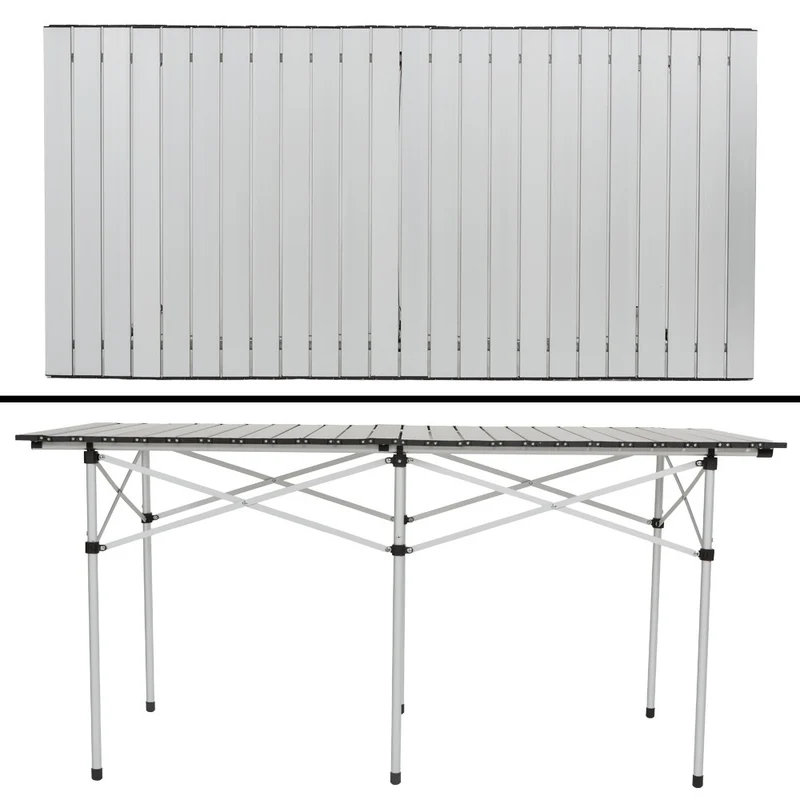 Table de camping jardin pique-nique aluminium pliante 140x70 cm + sac 2008034
