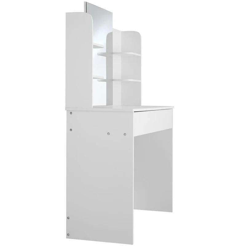 Coiffeuse avec miroir et tiroir table de maquillage en bois design moderne meuble blanc 08_0000212