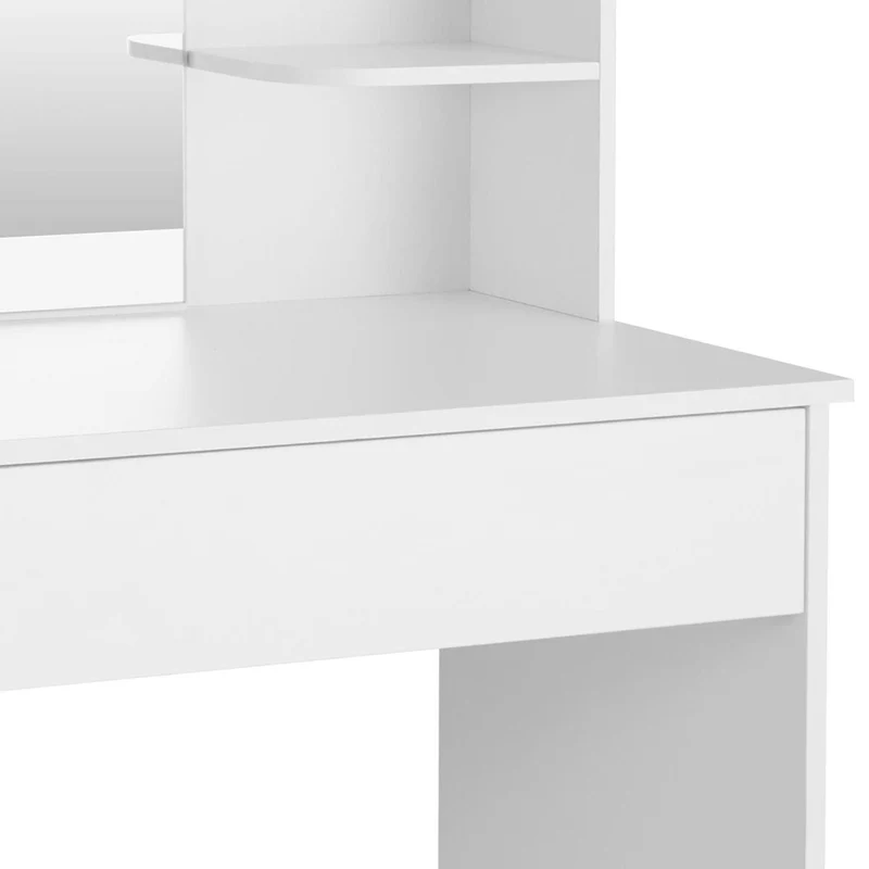 Coiffeuse avec miroir et tiroir table de maquillage en bois design moderne meuble blanc 08_0000212