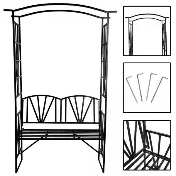 Arche arceau rosier treillis de jardin support pour plantes grimpantes avec banc 2008081