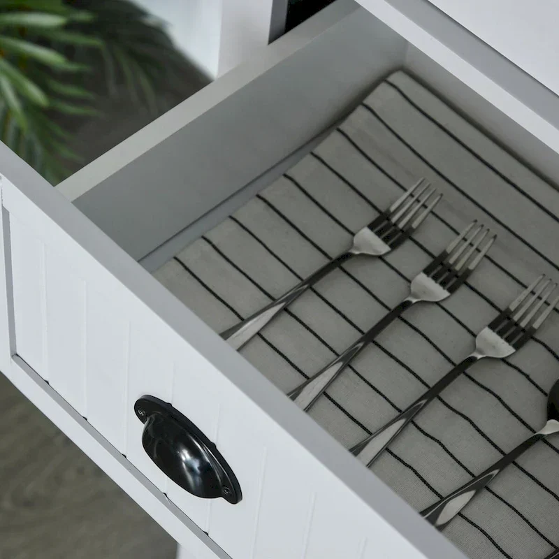 Meuble de rangement de cuisine autoportant traditionnel de 72 pouces avec 4 portes et 3 étagères réglables, grand tiroir central