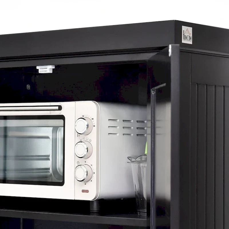 Meuble de rangement de cuisine autoportant traditionnel de 72 pouces avec 4 portes et 3 étagères réglables, grand tiroir central
