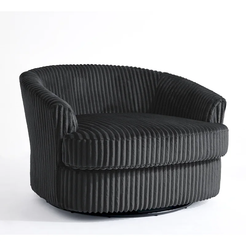Fauteuil pivotant rond surdimensionné en velours côtelé avec accoudoirs encastrés 43 W