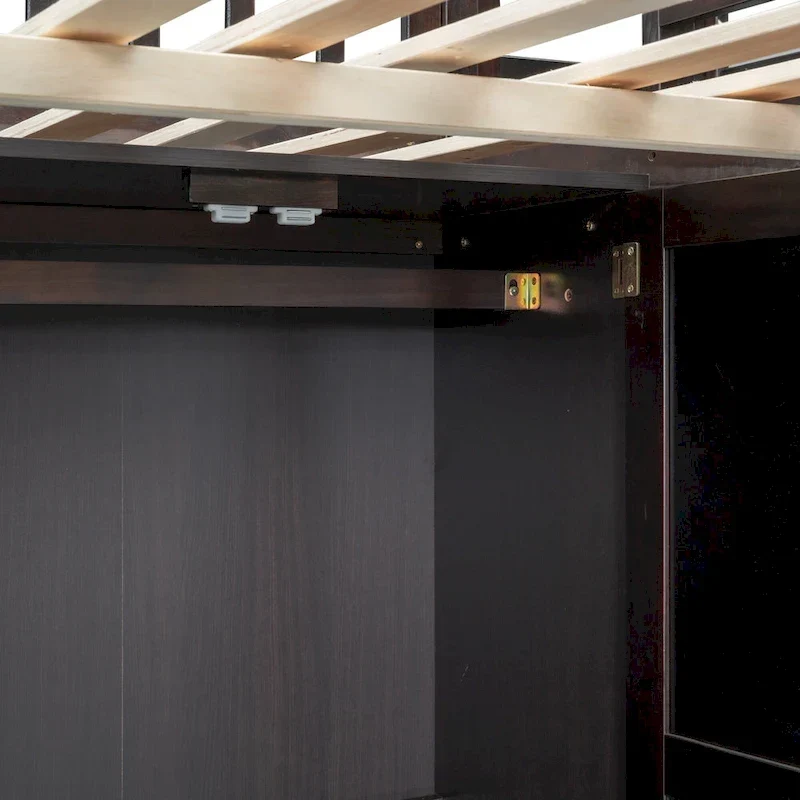 Lit mezzanine en pin avec bureau et rangements