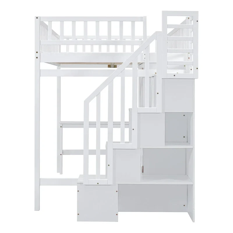 Lit mezzanine en pin avec bureau et rangements