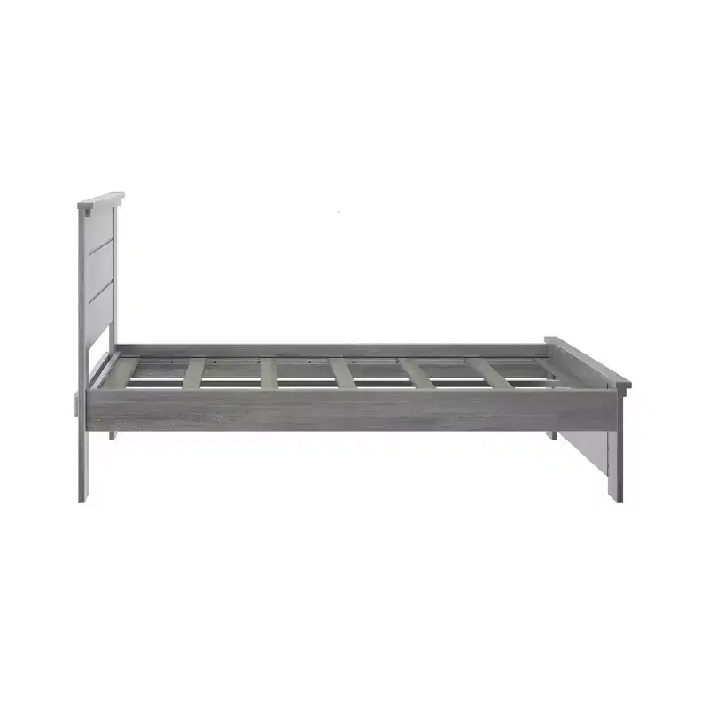 Lit double Plank+Beam Farmhouse avec tête de lit, plateforme en bois massif