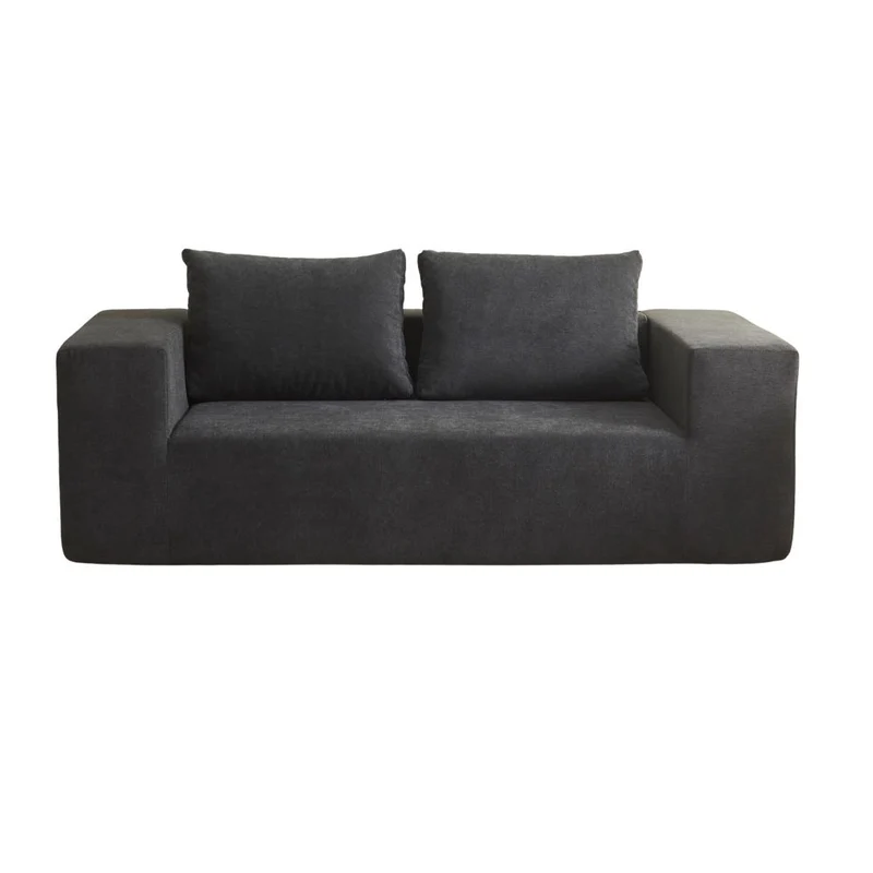 Divano sottovuoto 3 posti in tessuto grigio scuro con imbottitura in schiuma 200x100x76H Kelly