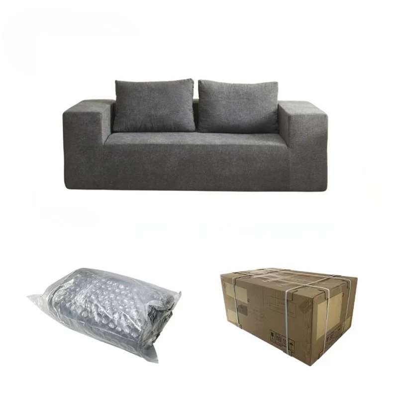 Divano sottovuoto 3 posti in tessuto grigio scuro con imbottitura in schiuma 200x100x76H Kelly