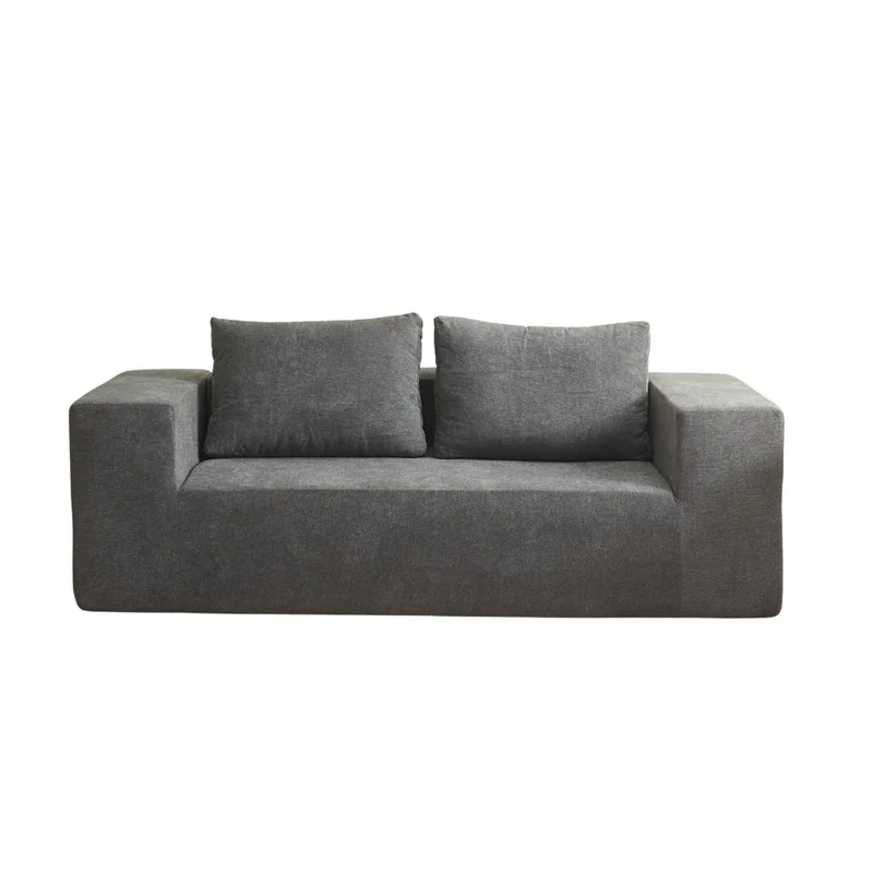Divano sottovuoto 3 posti in tessuto grigio chiaro con imbottitura in schiuma 200x100x76H Kelly