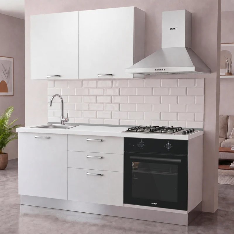 Cucina completa con elettrodomestici colore bianco Astinew180 Industrie Valentini