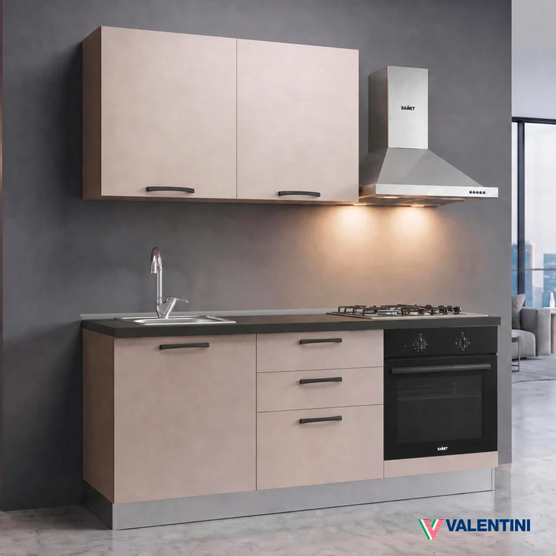 Cucina completa con elettrodomestici colore cashmere Astinew180 Industrie Valentini