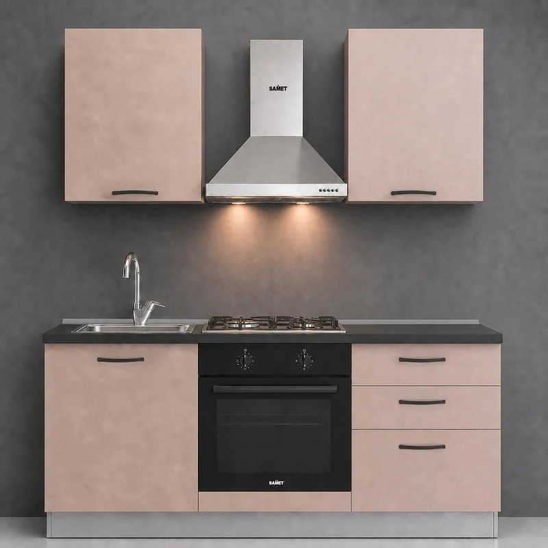 Cucina completa con elettrodomestici colore cashmere Astinew180 Industrie Valentini