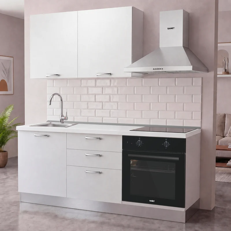 Cucina completa con elettrodomestici e piano a induzione colore bianco Astinew180 Industrie Valentini