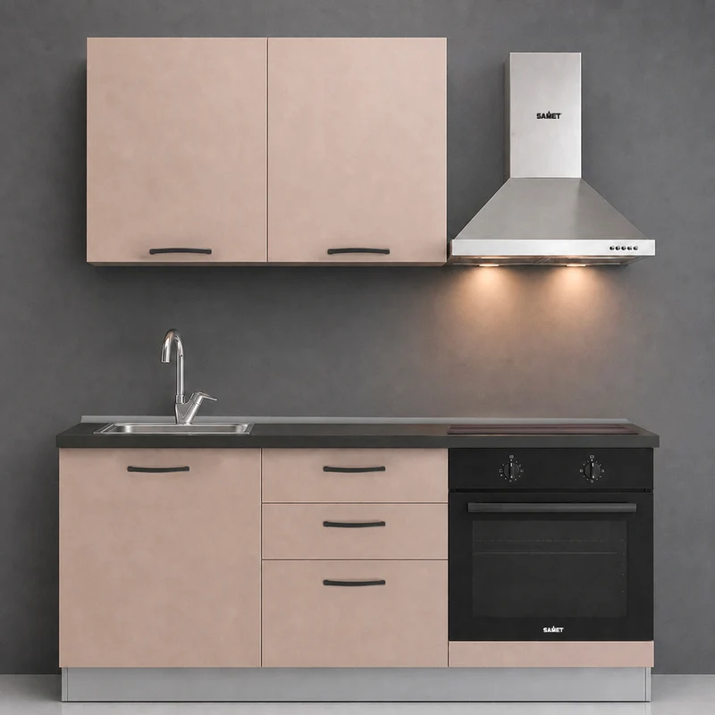 Cucina completa con elettrodomestici e piano a induzione colore cashmere Astinew180 Industrie Valentini