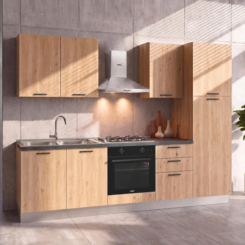 Cucina completa con elettrodomestici colore rovere lis Asti255 Industrie Valentini