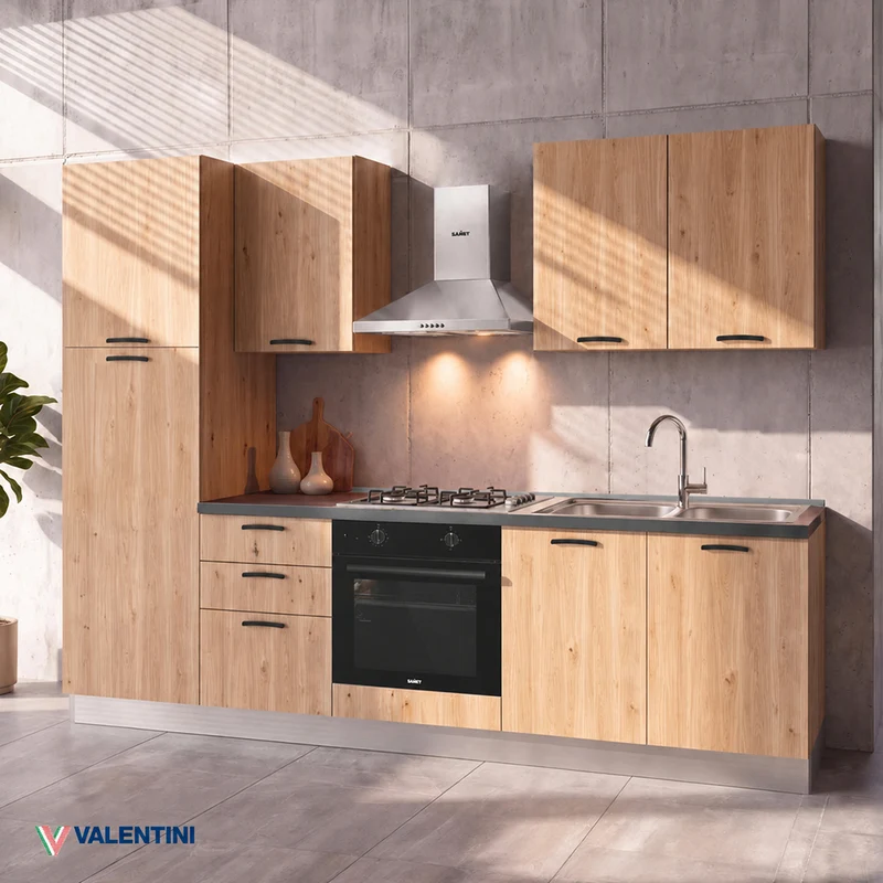 Cucina completa con elettrodomestici colore rovere lis Asti255 Industrie Valentini