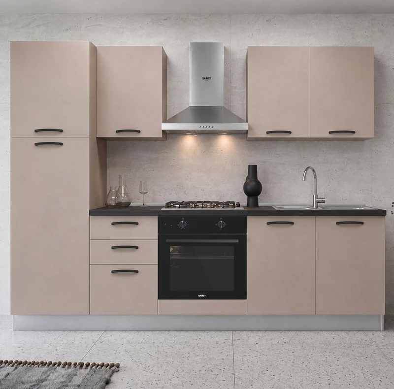 Cucina completa con elettrodomestici colore cashmere Asti255 Industrie Valentini