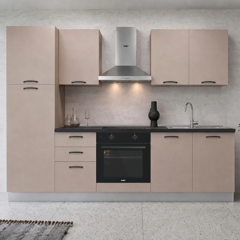 Cucina completa con elettrodomestici e piano a induzione colore cashmere Asti255 Industrie Valentini