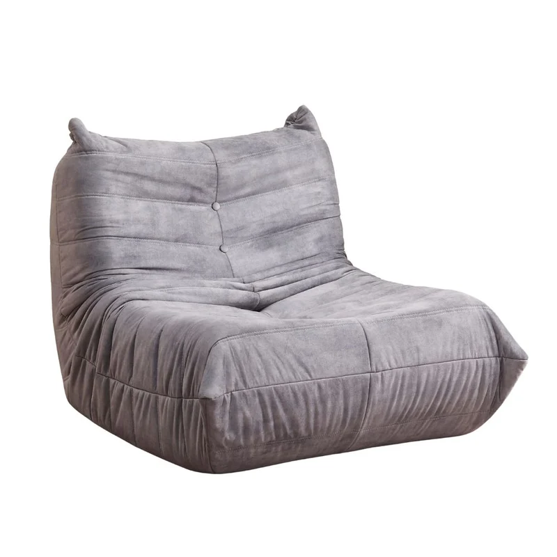 Poltrona in schiuma rivestita in tessuto colore grigio chiaro Horace