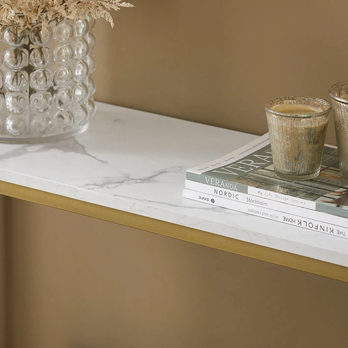 SoBuy | Konsolentisch mit goldenem Metallrahmen | Flurtisch | Sideboard | FSB29-G