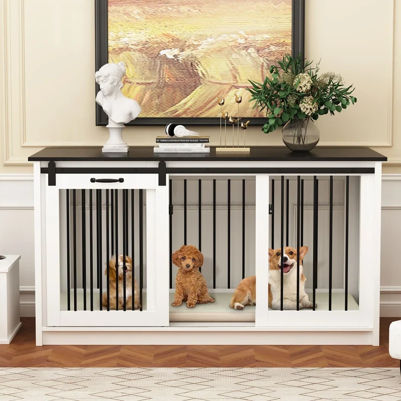 Résidence pour animaux de compagnie avec renfort en tube de fer Cage pour chien élégante et robuste