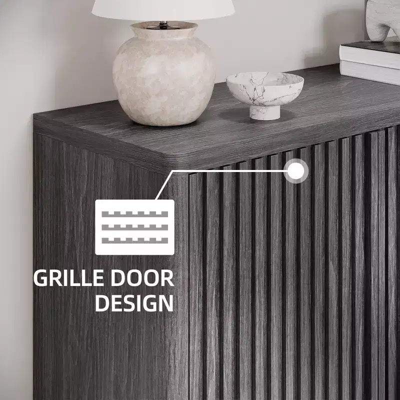 Meuble à chaussures Acekool 46 avec porte cannelée, meuble de rangement 5 niveaux, banc d'entrée rustique pour couloir, 41,5H