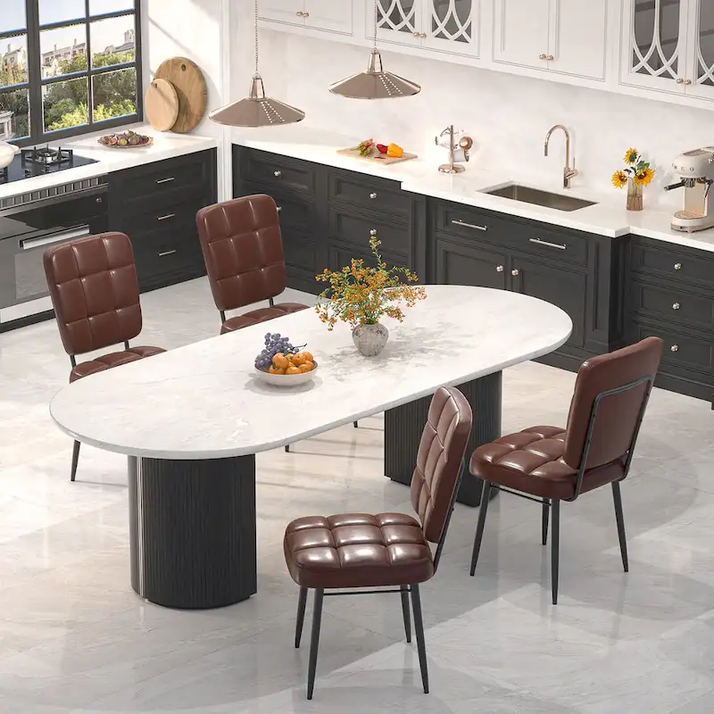 Lot de 2/4/6/8 chaises de salle à manger modernes, chaises de cuisine rembourrées avec coussin épais pour salle à manger