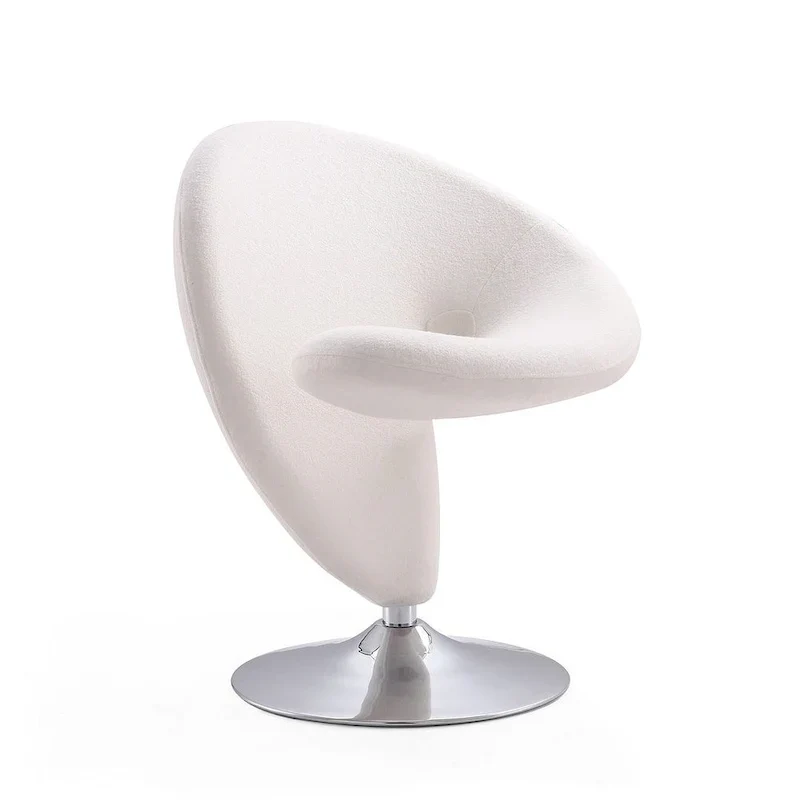 Fauteuil pivotant en mélange de laine et chrome Curl de Manhattan Comfort (lot de 2)