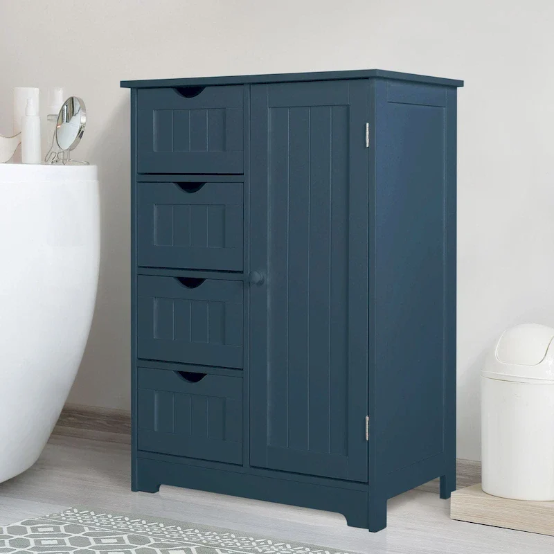 Meuble de Rangement Salle de Bain VEIKOUS sur Pied avec 4 Tiroirs