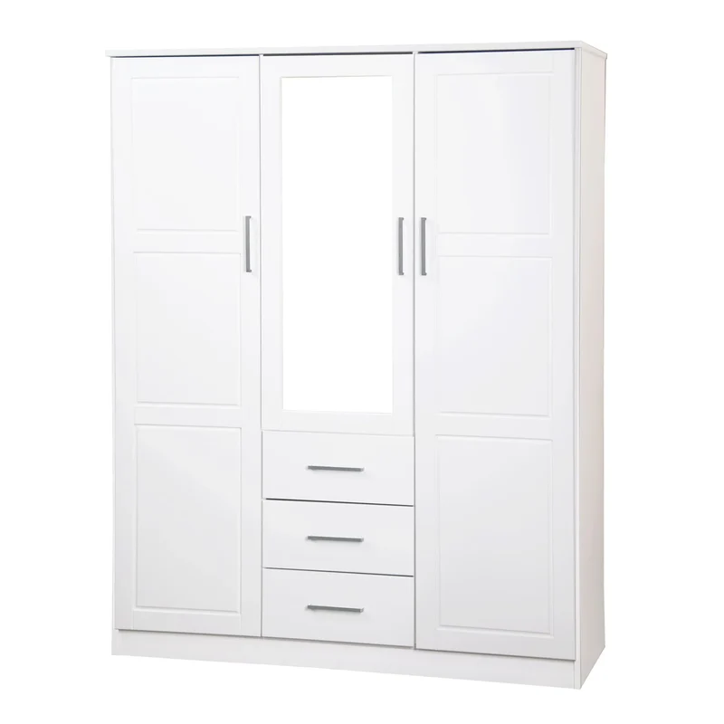Palace Imports Armoire Cosmo 3 portes 100 % bois massif avec portes en bois massif ou portes miroir