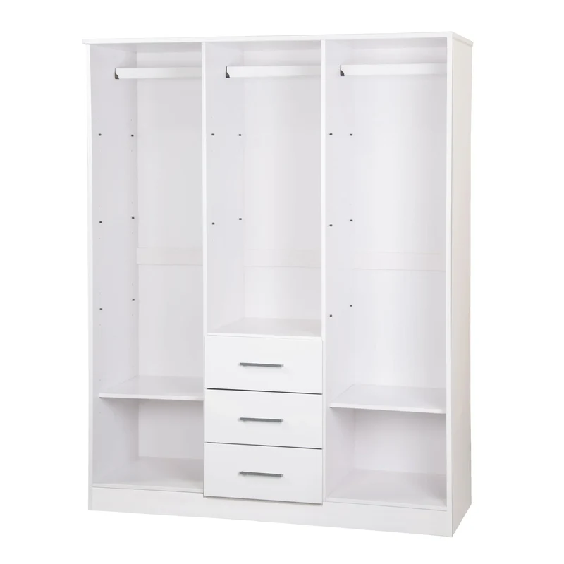 Palace Imports Armoire Cosmo 3 portes 100 % bois massif avec portes en bois massif ou portes miroir