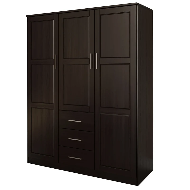 Palace Imports Armoire Cosmo 3 portes 100 % bois massif avec portes en bois massif ou portes miroir