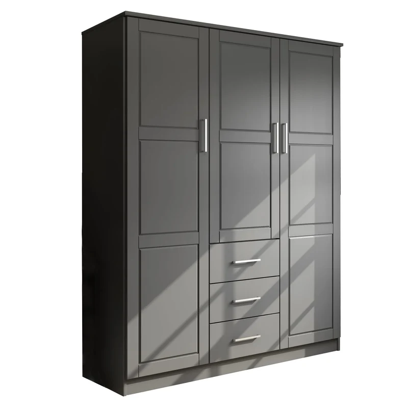 Palace Imports Armoire Cosmo 3 portes 100 % bois massif avec portes en bois massif ou portes miroir