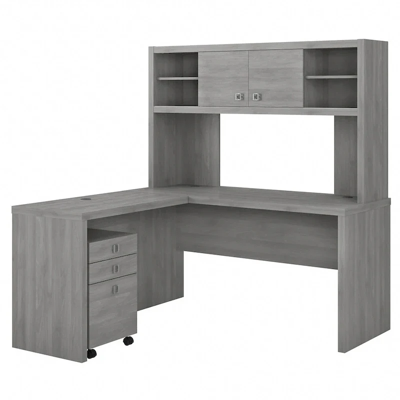 Bureau d'angle Echo avec huche et tiroirs